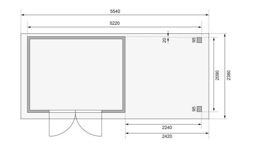 dřevěný domek KARIBU ASKOLA 4 + přístavek 240 cm včetně zadní stěny (9178) terragrau