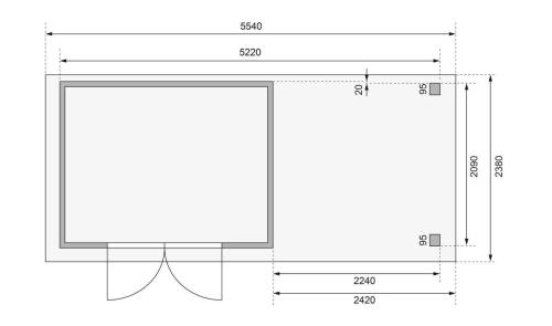 dřevěný domek KARIBU ASKOLA 4 + přístavek 240 cm včetně zadní a boční stěny (38672) antracit