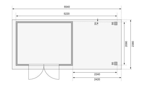 dřevěný domek KARIBU ASKOLA 4 + přístavek 240 cm (38670) antracit