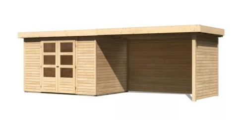 dřevěný domek KARIBU ASKOLA 4 + přístavek 280 cm včetně zadní a boční stěny (77734) natur LG3271