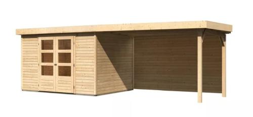 dřevěný domek KARIBU ASKOLA 5 + přístavek 280 cm včetně zadní stěny (9160) natur LG3280