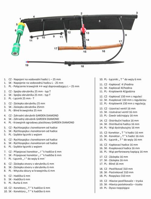 Postřikovač bez hlavice 310 mm (1 ks)