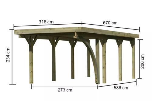 carport KARIBU CLASSIC 2B 61968 ocelové střešní plechy