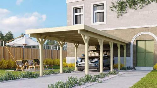 carport KARIBU CLASSIC 3A 61970 ocelové střešní plechy LG3357