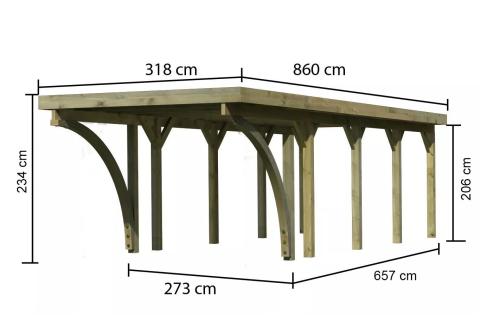 carport KARIBU CLASSIC 3C 61972 ocelové střešní plechy