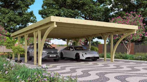 carport KARIBU CLASSIC 3C 61980 ocelové střešní plechy LG3368