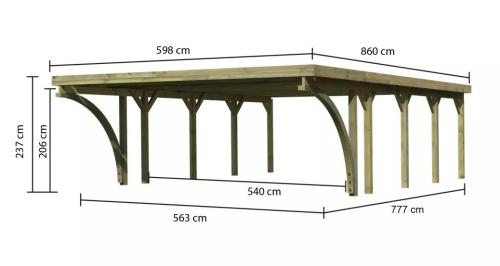 carport KARIBU CLASSIC 3C 61980 ocelové střešní plechy