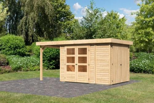 dřevěný domek KARIBU RETOLA 2 + přístavek 150 cm (23518) natur