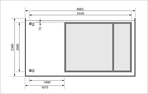 dřevěný domek KARIBU RETOLA 2 + přístavek 150 cm (23518) natur