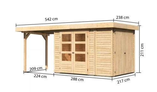 dřevěný domek KARIBU RETOLA 2 + přístavek 240 cm (82950) natur