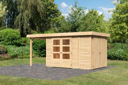 dřevěný domek KARIBU RETOLA 3 + přístavek 150 cm (23519) natur