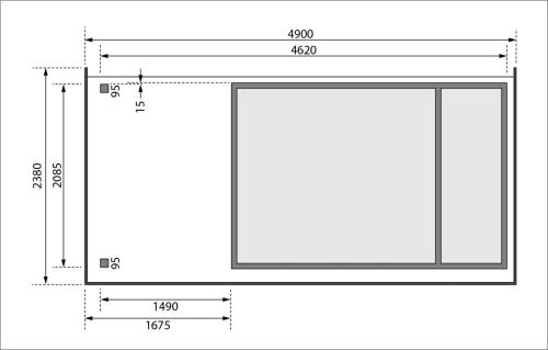 dřevěný domek KARIBU RETOLA 3 + přístavek 150 cm (23519) natur