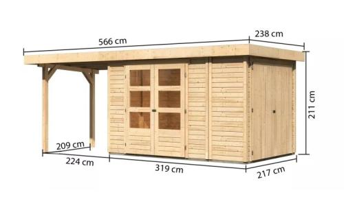 dřevěný domek KARIBU RETOLA 3 + přístavek 240 cm (82956) natur