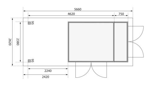 dřevěný domek KARIBU RETOLA 4 + přístavek 240 cm (82962) natur