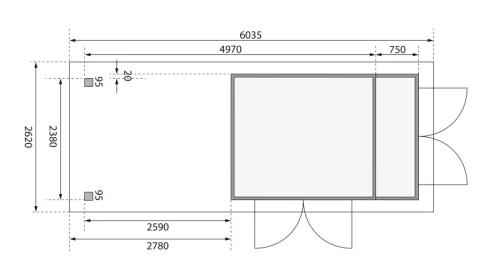 dřevěný domek KARIBU RETOLA 4 + přístavek 280 cm (82963) natur