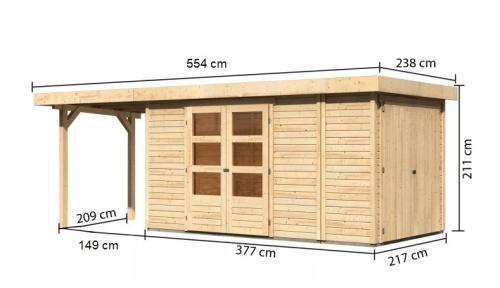 dřevěný domek KARIBU RETOLA 5 + přístavek 150 cm (23520) natur