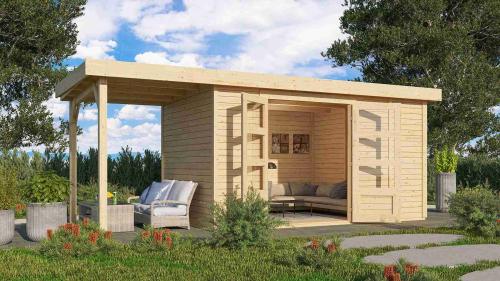 dřevěný domek KARIBU RETOLA 5 + přístavek 150 cm (23520) natur