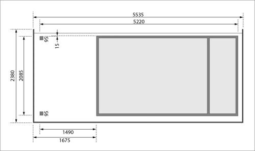 dřevěný domek KARIBU RETOLA 5 + přístavek 150 cm (23520) natur