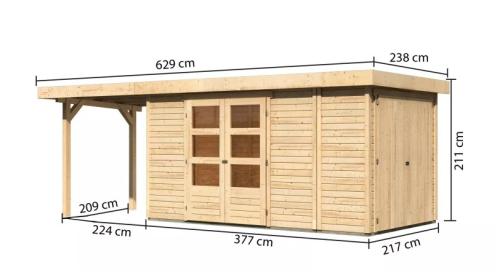 dřevěný domek KARIBU RETOLA 5 + přístavek 240 cm (82965) natur