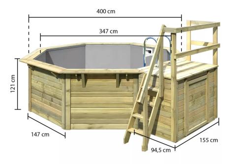bazén KARIBU model X1 včetně malé terasy (39068) 4,0 x 4,0 m