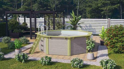 bazén KARIBU model X1 (39067) 4,0 x 4,0 m terragrau