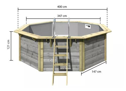 bazén KARIBU model X1 (39067) 4,0 x 4,0 m terragrau