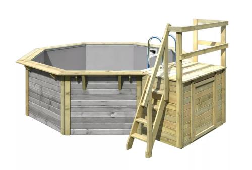 bazén KARIBU model X1 včetně malé terasy (39069) 4,0 x 4,0 m terragrau