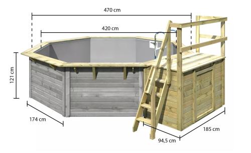 bazén KARIBU model X2 včetně malé terasy (39100) 4,7 x 4,7 m terragrau
