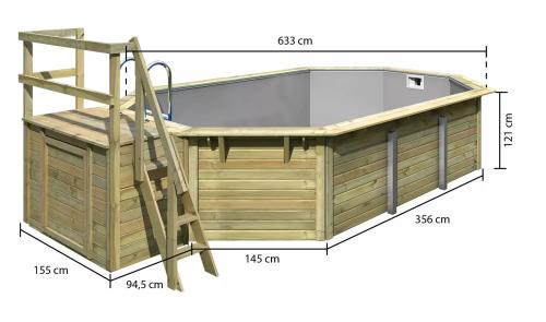 bazén KARIBU model X4 včetně malé terasy (39379) 6,1 x 4,0 m