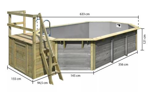 bazén KARIBU model X4 včetně malé terasy (39767) 6,1 x 4,0 m terragrau
