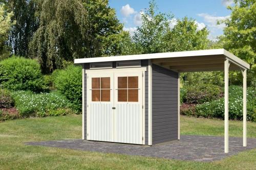 dřevěný domek KARIBU GLUCKSBURG 2 + přístavek 190 cm (83230) terragrau