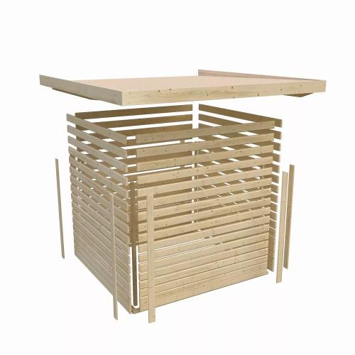 dřevěný domek KARIBU QUBIC 1 + přístavek 240 cm (79848) terragrau