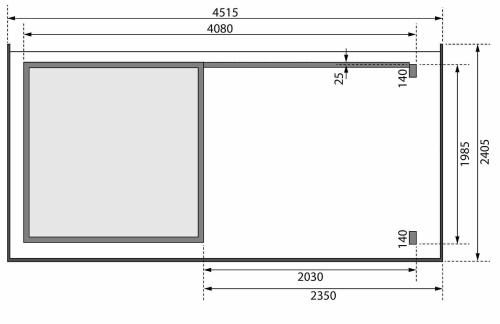 dřevěný domek KARIBU KANDERN 1 + přístavek 235 cm včetně zadní stěny (23608) terragrau