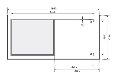 dřevěný domek KARIBU KANDERN 2 + přístavek 235 cm včetně zadní stěny (23611) terragrau