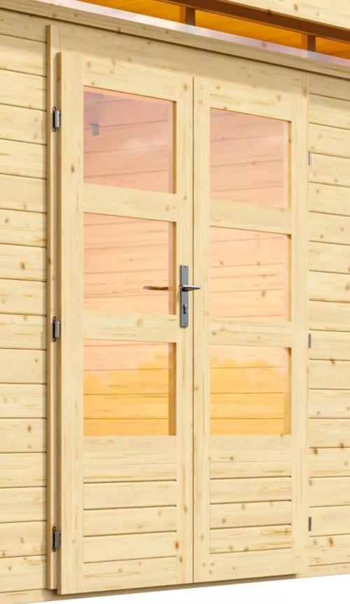 dřevěný domek KARIBU KASTORF 7 + přístavek 320 cm (31556) natur