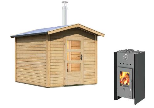 finská sauna KARIBU BOSS 1 (40417) s předsíní natur SET