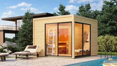 finská sauna KARIBU TERNING 3B (92739) s předsíní natur