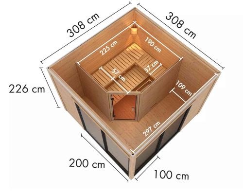 finská sauna KARIBU TERNING 3B (92739) s předsíní natur