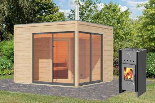 finská sauna KARIBU TERNING 3A (92705) s předsíní natur SET