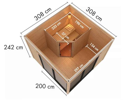 finská sauna KARIBU TERNING 3A (92705) s předsíní natur SET