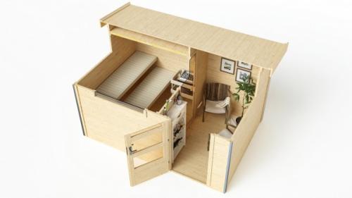 finská sauna KARIBU SKROLLAN 2 (92733) s předsíní natur SET