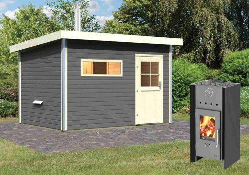 finská sauna KARIBU SKROLLAN 2 (92737) s předsíní terragrau SET