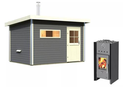 finská sauna KARIBU SKROLLAN 2 (92737) s předsíní terragrau SET
