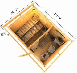 finská sauna KARIBU SKROLLAN 2 (92737) s předsíní terragrau SET