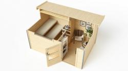 finská sauna KARIBU SKROLLAN 2 (92737) s předsíní terragrau SET