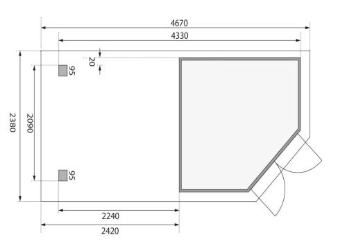 dřevěný domek KARIBU GOLDENDORF 3 + přístavek 240 cm (78243) terragrau