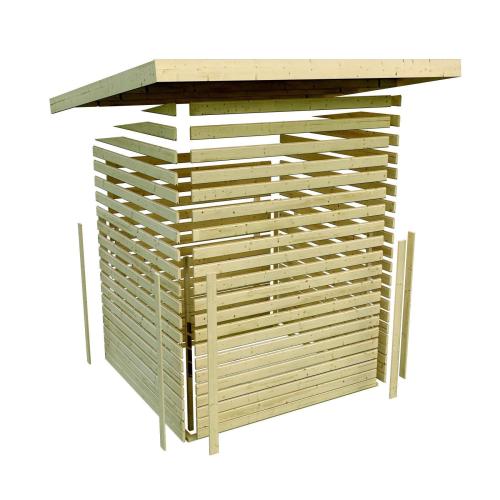 dřevěný domek KARIBU GOLDENDORF 3 + přístavek 240 cm (78243) terragrau