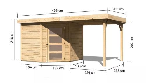 dřevěný domek KARIBU SCHWANDORF 5 + přístavek 240 cm (77746) natur