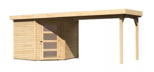 dřevěný domek KARIBU SCHWANDORF 5 + přístavek 280 cm (77750) natur