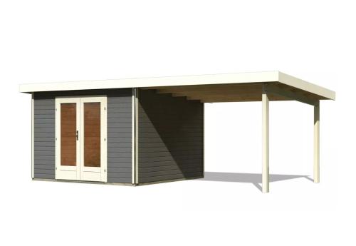 dřevěný domek KARIBU RADEBURG 1 + přístavek 330 cm (31465) terragrau